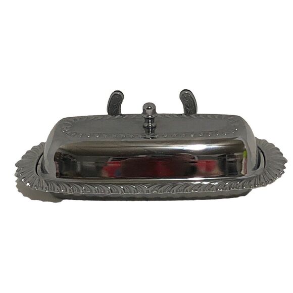 VTG 1974 Irvinware Butter Dish W/ Holder & Glass Insert Made In USA. NO KNIFE - Picture 1 of 8
